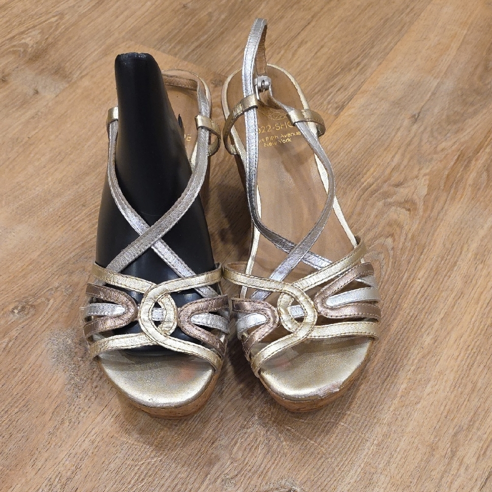 Saks Fifth Avenue Gold Strappy Heels